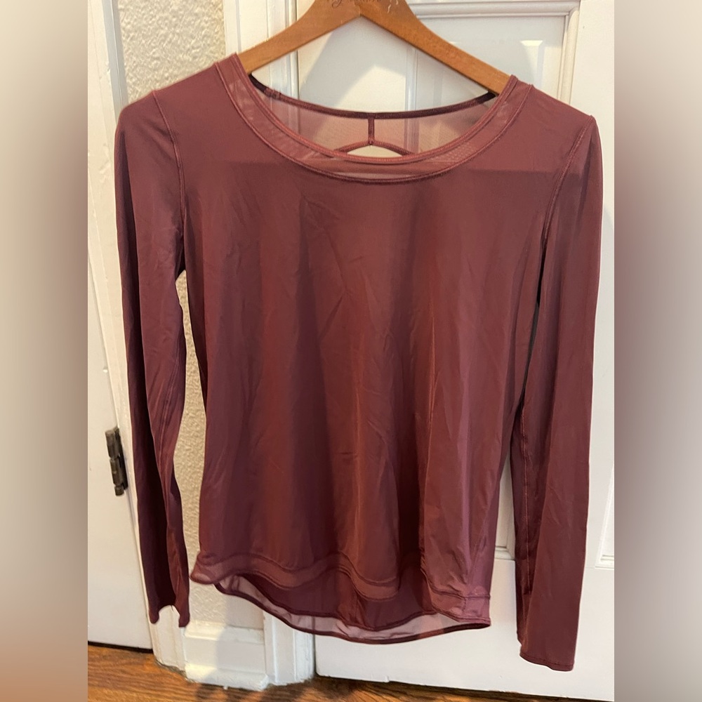Lululemon Athletica Burgundy mesh  Long Sleeve Top / open back